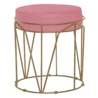 Puff Decorativo Sala De Estar Base Gold Chloe Suede Rosa G41
