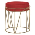 Puff Decorativo Sala De Estar Base Gold Chloe Suede Vermelho