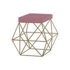 Puff Decorativo Sala De Estar Base Gold Trixie Veludo Rosê -