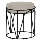 Puff Decorativo Sala De Estar Base Preto Chloe Suede Bege G41