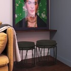 Puff Decorativo Sala De Estar Base Preto Chloe Suede Marrom G