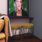 Puff Decorativo Sala De Estar Base Preto Chloe Suede Mostarda