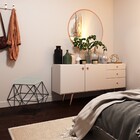 Puff Decorativo Sala De Estar Base Preto Trixie Suede Bege G4