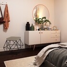 Puff Decorativo Sala De Estar Base Preto Trixie Suede Cappucc