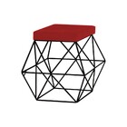 Puff Decorativo Sala De Estar Base Preto Trixie Suede Vermelh