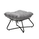 Puff Decorativo Sala De Estar Caim Base De Ferro Preto Linho