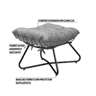 Puff Decorativo Sala De Estar Caim Base De Ferro Preto Linho