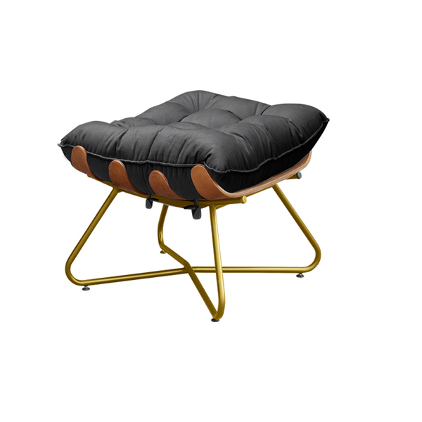 Puff Decorativo Sala De Estar Caim Base De Madeira Dourada Ve