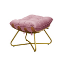 Puff Decorativo Sala De Estar Caim Base De Madeira Dourado Su