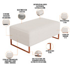 Puff Decorativo Sala De Estar Cléo 90cm Base De Ferro Cobre W