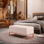 Puff Decorativo Sala De Estar Cléo 90cm Base De Ferro Cobre W