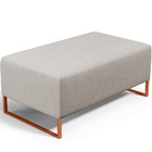 Puff Decorativo Sala De Estar Cléo 90cm Base De Ferro Cobre W