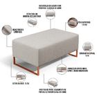 Puff Decorativo Sala De Estar Cléo 90cm Base De Ferro Cobre W