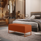 Puff Decorativo Sala De Estar Cléo 90cm Base De Ferro Cobre W