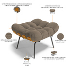 Puff Decorativo Sala De Estar Costela L02 Bouclê Bege - Lyam