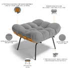 Puff Decorativo Sala De Estar Costela L02 Bouclê Cinza - Lyam