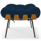 Puff Decorativo Sala De Estar Costela L02 Suede Azul Marinho