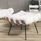 Puff Decorativo Sala De Estar Costela L04 Couro Branco- Lyam