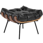 Puff Decorativo Sala De Estar Costela L04 Couro Preto - Lyam