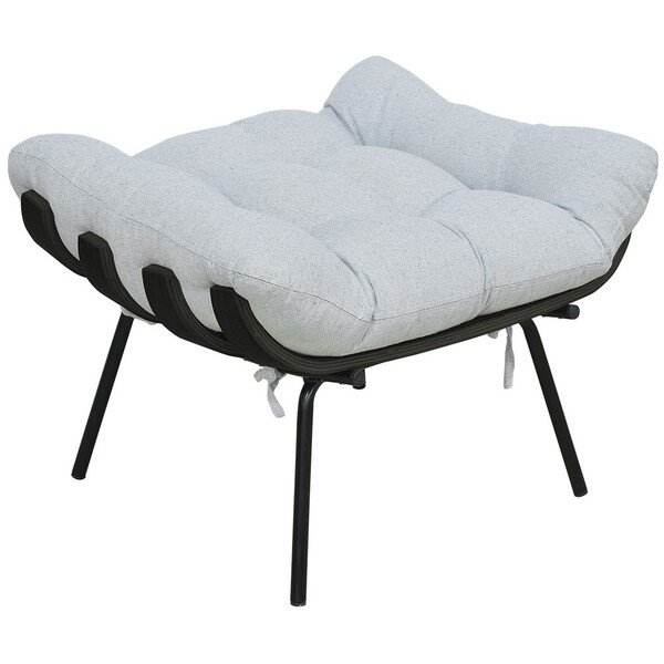 Puff Decorativo Sala De Estar Costela Preto L02 Linho Cinza -