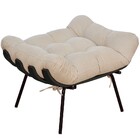 Puff Decorativo Sala De Estar Costela Preto L02 Suede Bege -