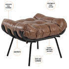 Puff Decorativo Sala De Estar Costela Preto L04 Couro Mel - L