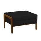 Puff Decorativo Sala De Estar Lecce Pés Madeira Linho Preto -