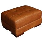 Puff Decorativo Sala De Estar Milano Pés Madeira Couro Mel G5
