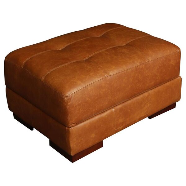 Puff Decorativo Sala De Estar Milano Pés Madeira Couro Mel G5