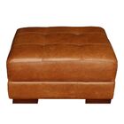Puff Decorativo Sala De Estar Milano Pés Madeira Couro Mel G5