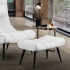 Puff Decorativo Sala De Estar Pés Palito Letty Pu Branco G19