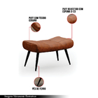 Puff Decorativo Sala De Estar Pés Palito Letty Pu Nozes G19 -