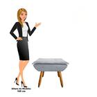 Puff Decorativo Sala De Estar Pés Palito Opla Suede Cinza - I