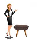 Puff Decorativo Sala De Estar Pés Palito Opla Suede Marrom -