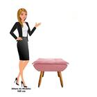 Puff Decorativo Sala De Estar Pés Palito Opla Suede Rose - Ib