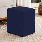 Puff Decorativo Sala De Estar Quadrado 36x47cm Veludo Azul Ma