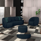 Puff Decorativo Sala De Estar Round Veludo Azul Marinho G45 -