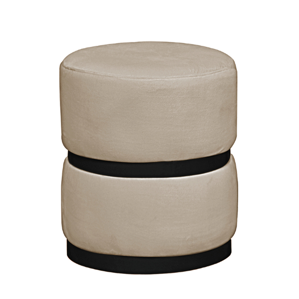 Puff Decorativo Sala Quarto Kiev Suede Bege Com Cinta Metálic