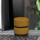 Puff Decorativo Sala Quarto Kiev Suede Mostarda Com Cinta Met