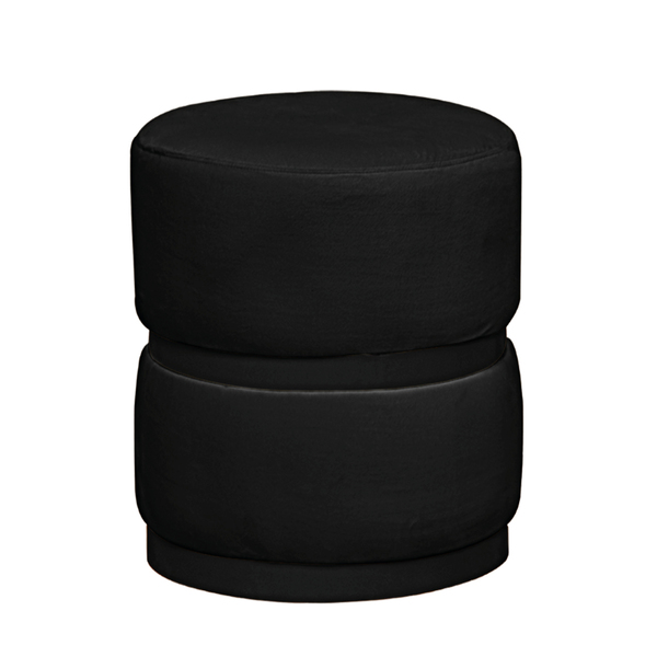 Puff Decorativo Sala Quarto Kiev Suede Preto Com Cinta Metáli