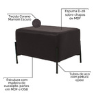 Puff Decorativo Status Base Preto Fosco Corano Marrom Escuro