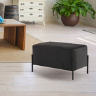 Puff Decorativo Status Base Preto Fosco Suede Chumbo - Casaep