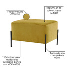 Puff Decorativo Status Base Preto Fosco Veludo Amarelo - Next