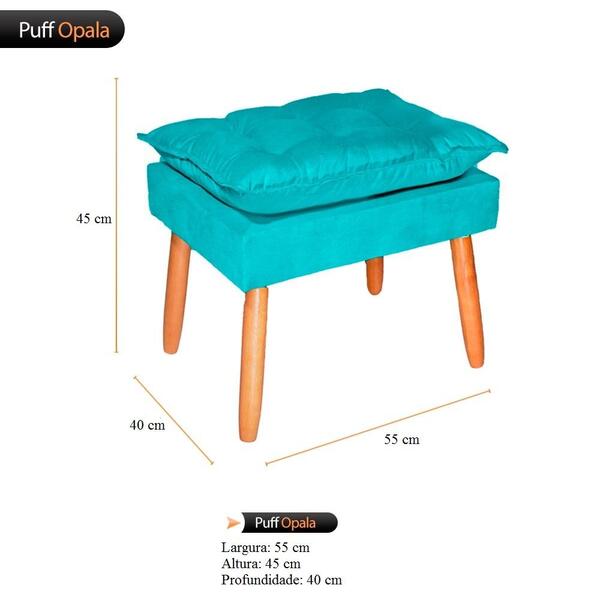 Puff Decorativo Suede Opala Com Pés Palito Para Sala