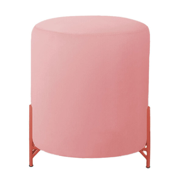 Puff Decorativo Thor Ferro Base Bronze Veludo Rosê - Montanar