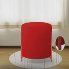 Puff Decorativo Thor Ferro Base Bronze Veludo Vermelho - Mont