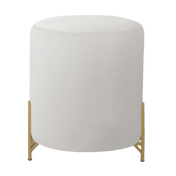 Puff Decorativo Thor Ferro Base Gold Veludo Bege - Montanaris