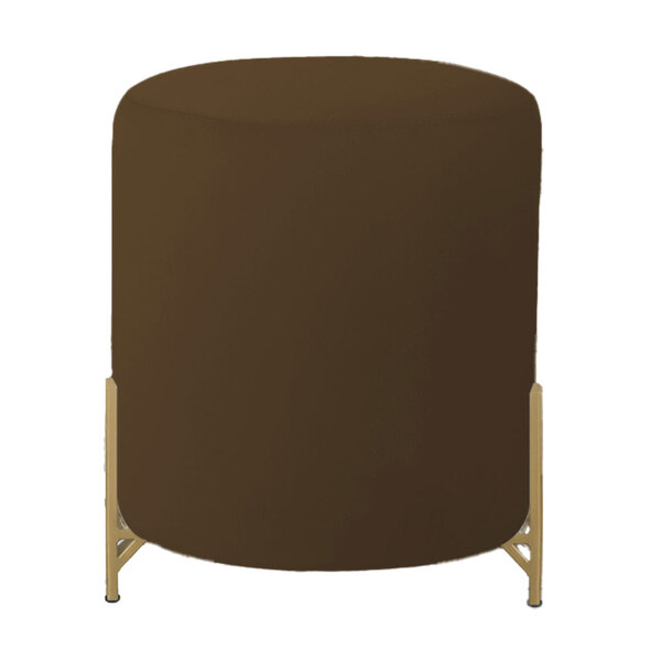 Puff Decorativo Thor Ferro Base Gold Veludo Marrom - Montanar