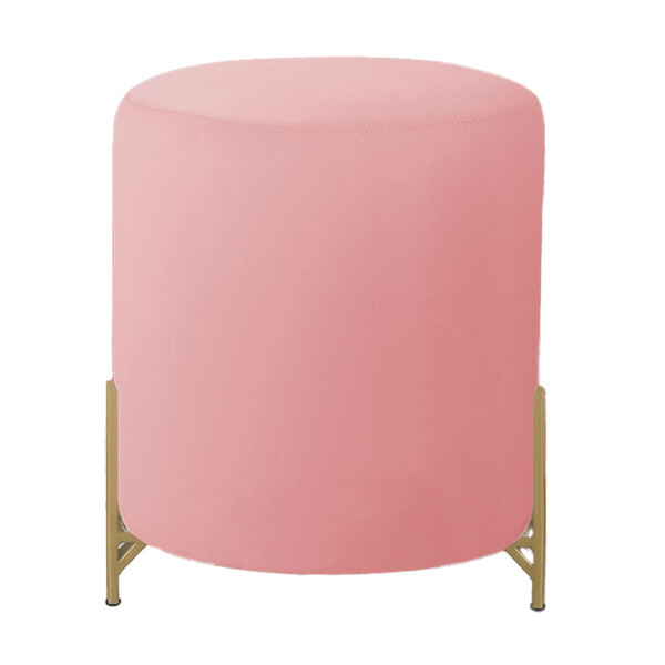Puff Decorativo Thor Ferro Base Gold Veludo Rosê - Montanaris