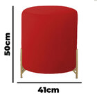 Puff Decorativo Thor Ferro Base Gold Veludo Vermelho - Montan